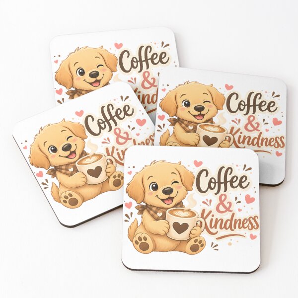 Item preview, Coffee & Kindness – Cute Puppy Coffee Cartoon Design designed and sold by HoMya.
