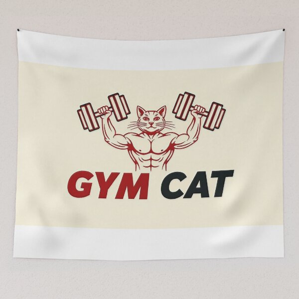 Item preview, Muscular Cat Bodybuilder Gym Logo designed and sold by C-Plus-Home.