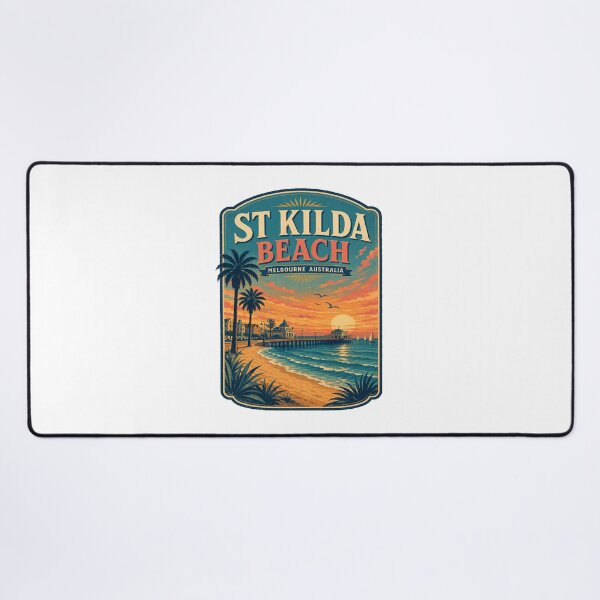 Item preview, St Kilda Beach Melbourne Gift | Vintage Australia Coastal Poster | Retro Sunset Travel Art Print designed and sold by Globalcitytees.