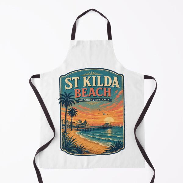 Item preview, St Kilda Beach Melbourne Gift | Vintage Australia Coastal Poster | Retro Sunset Travel Art Print designed and sold by Globalcitytees.