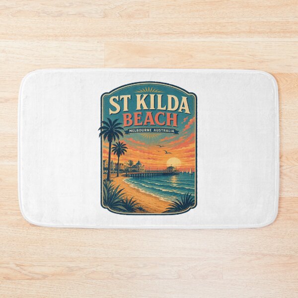 Item preview, St Kilda Beach Melbourne Gift | Vintage Australia Coastal Poster | Retro Sunset Travel Art Print designed and sold by Globalcitytees.