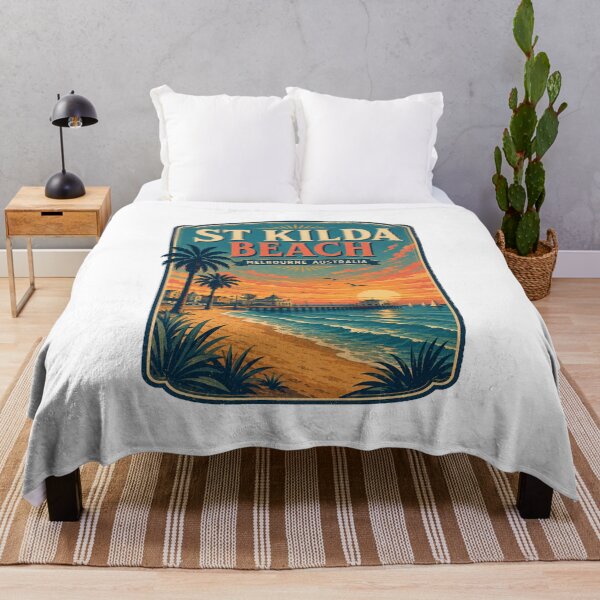 Item preview, St Kilda Beach Melbourne Gift | Vintage Australia Coastal Poster | Retro Sunset Travel Art Print designed and sold by Globalcitytees.