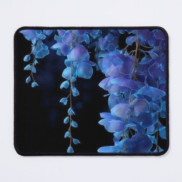 Item preview, Glowing Blue Wisteria Floral Print Magical Hanging Flowers Art designed and sold by LYAN-STORE.