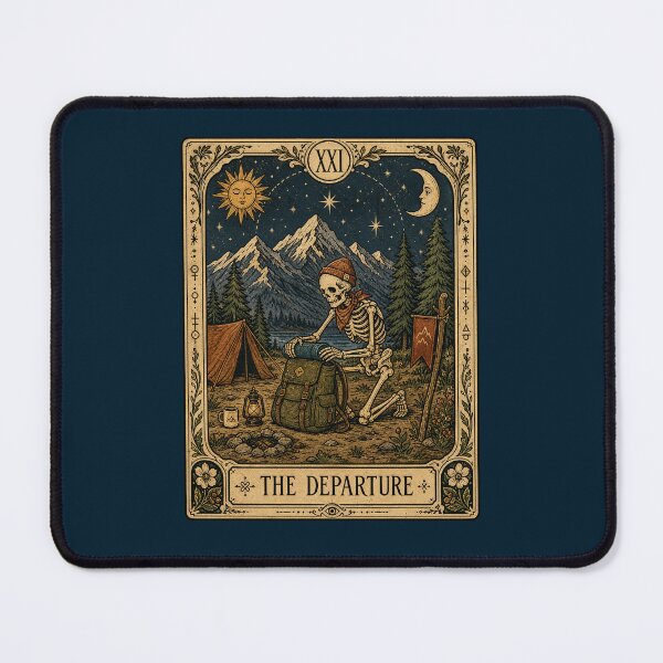 Item preview, Skeleton Backpacker Camping Tarot Style Artwork designed and sold by merchxwear.