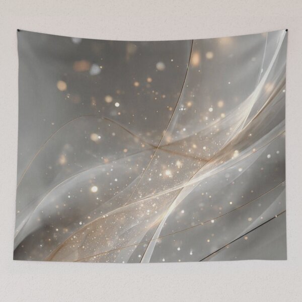 Item preview, Ethereal Grey Smoke Waves Gold Glitter Bokeh Abstract Flow Pattern designed and sold by LYAN-STORE.