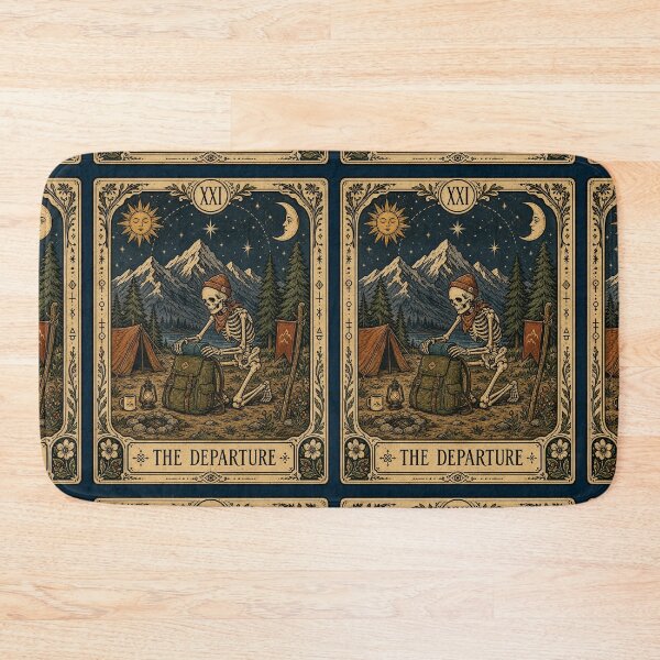 Item preview, Skeleton Backpacker Camping Tarot Style Artwork designed and sold by merchxwear.