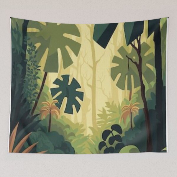 Item preview, Lush Green Tropical Jungle Path Vector Landscape Rainforest Print designed and sold by LYAN-STORE.