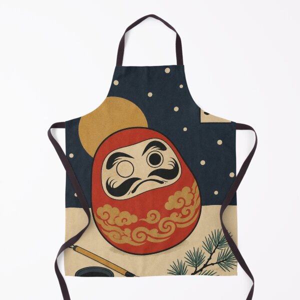 Item preview, Daruma Doll and Winter Moon — Nengajo No. 1 | Ukiyo-e Woodblock designed and sold by Planthem.