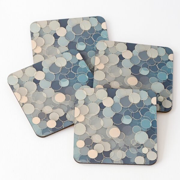 Item preview, Abstract Teal and Beige Glass Circles Modern Geometric Mosaic Pattern designed and sold by LYAN-STORE.
