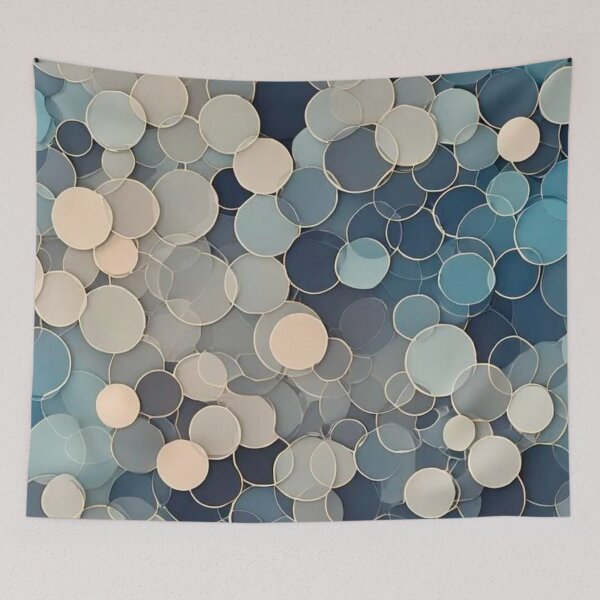 Item preview, Abstract Teal and Beige Glass Circles Modern Geometric Mosaic Pattern designed and sold by LYAN-STORE.