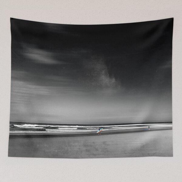 Item preview, Desolate Beach with Surfers designed and sold by Dyrk Wyst Redbubble Shop.