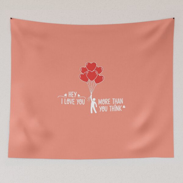 Item preview, Hey I Love You More Than You Think Romantic Quote With Red Heart Balloons designed and sold by Lycheeleaf.
