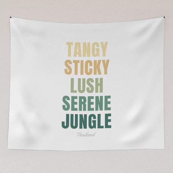 Item preview, Thailand Word Art, Tangy Sticky Lush Serene Jungle Wall Art designed and sold by MarkedArtPrints.