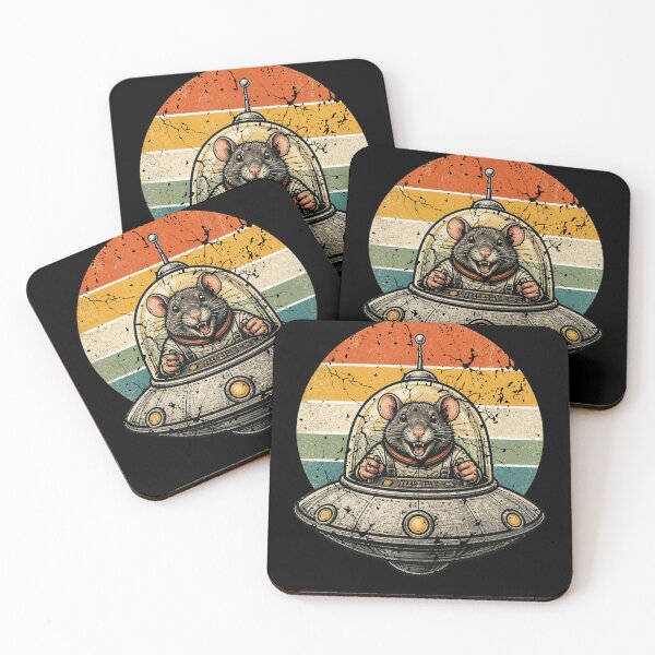 Item preview, Vintage UFO Rat Retro Space Adventure Cute Pet Rodent designed and sold by Wirath Shop.