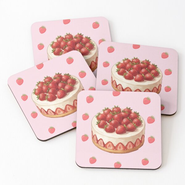 Item preview, Aesthetic Japanese Strawberry Shortcake Dessert Painting designed and sold by Cozy Moss Studio.