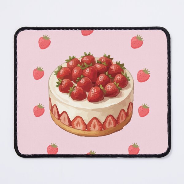 Item preview, Aesthetic Japanese Strawberry Shortcake Dessert Painting designed and sold by Cozy Moss Studio.