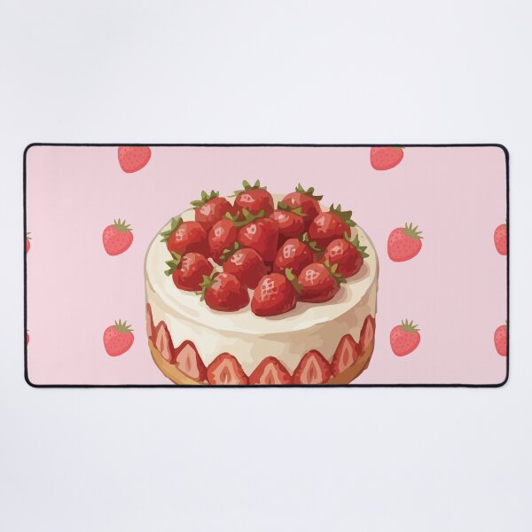Item preview, Aesthetic Japanese Strawberry Shortcake Dessert Painting designed and sold by Cozy Moss Studio.