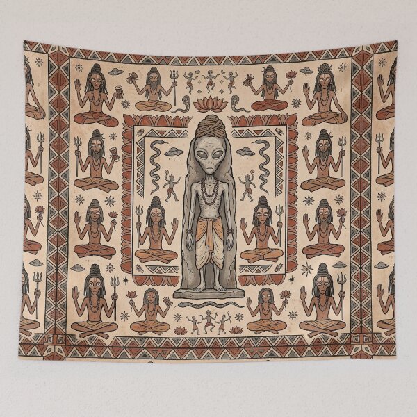 Item preview, Ancient Alien Baba Rock Art – Seamless Pattern designed and sold by krazzyremo.