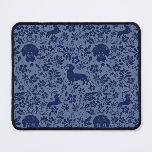 Item preview, Smooth Dachshund Floral Pattern | Elegant Botanical Dog Design Blue designed and sold by WildLakePatterns.