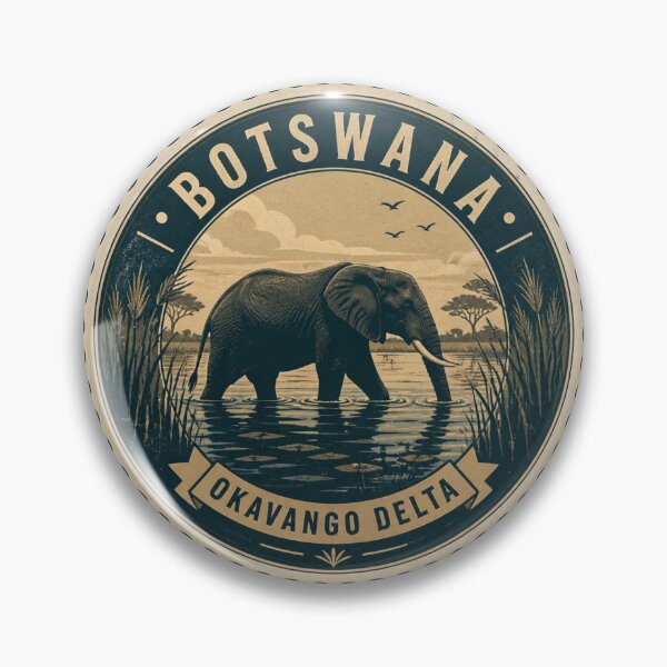 Item preview, Botswana Okavango Delta Elephant Travel Sticker designed and sold by The Digital Compass.