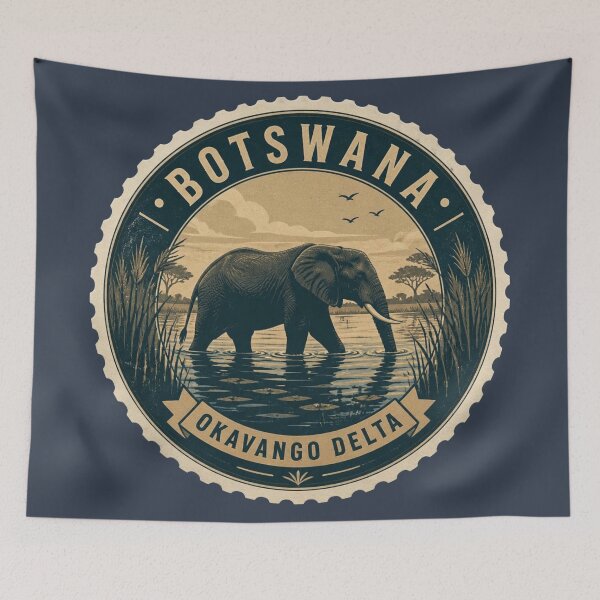 Item preview, Botswana Okavango Delta Elephant Travel Sticker designed and sold by The Digital Compass.
