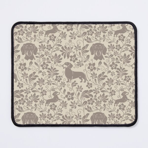 Item preview, Smooth Dachshund Floral Pattern | Elegant Botanical Dog Design Sepia designed and sold by WildLakePatterns.