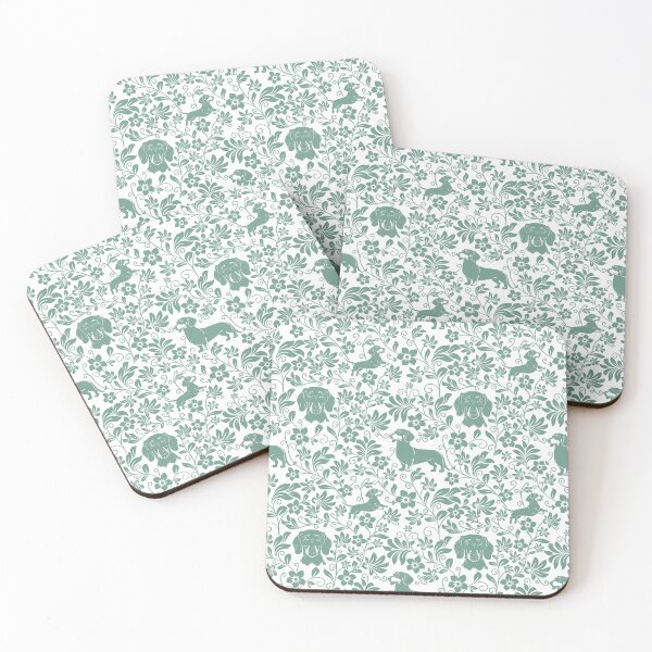 Item preview, Smooth Dachshund Floral Pattern | Elegant Botanical Dog Design Green designed and sold by WildLakePatterns.