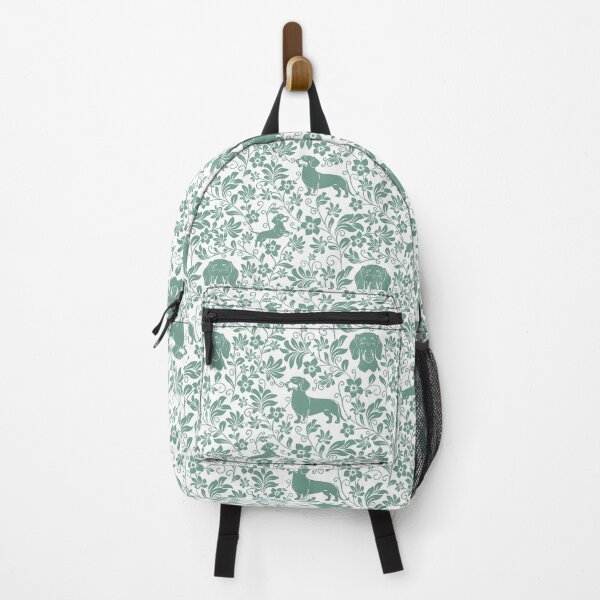 Item preview, Smooth Dachshund Floral Pattern | Elegant Botanical Dog Design Green designed and sold by WildLakePatterns.