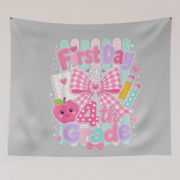 Item preview, Back to School First Day of 4th Grade Girls Coquette Bow designed and sold by mjohnson9.