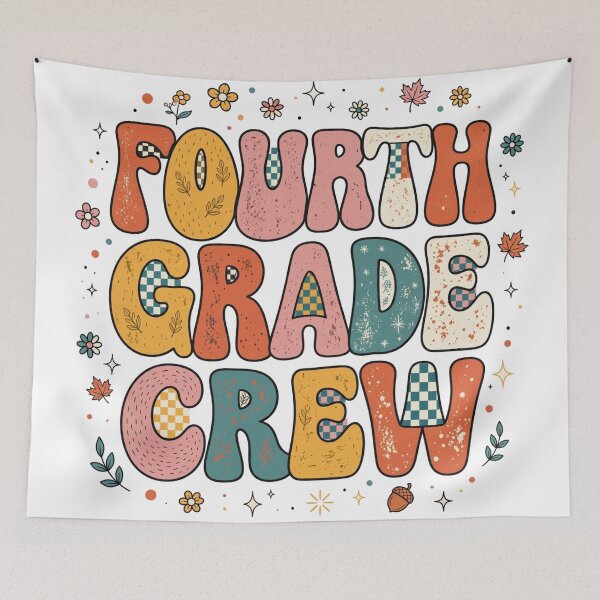 Item preview, Retro Fourth Grade Crew Groovy Fall Teacher Shirt Back To School designed and sold by Yellowriversss.