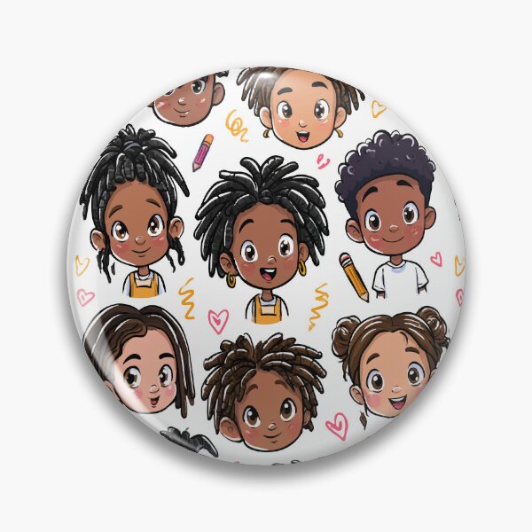 Item preview, Kawaii Kids Locs Scribble and Love Hearts Print Pattern designed and sold by RichardRags.
