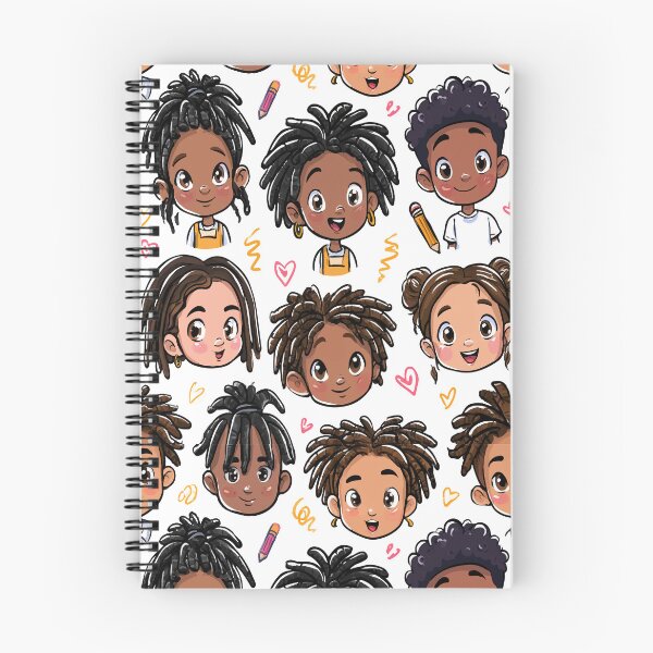 Item preview, Kawaii Kids Locs Scribble and Love Hearts Print Pattern designed and sold by RichardRags.