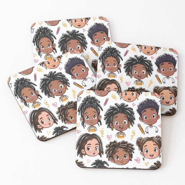 Item preview, Kawaii Kids Locs Scribble and Love Hearts Print Pattern designed and sold by RichardRags.