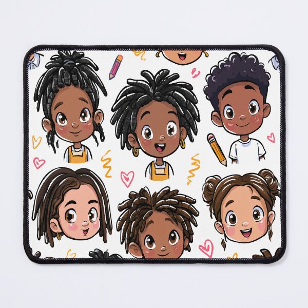 Item preview, Kawaii Kids Locs Scribble and Love Hearts Print Pattern designed and sold by RichardRags.