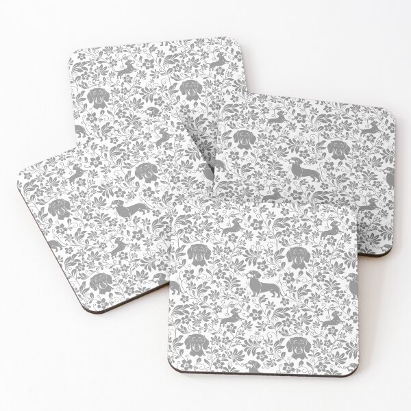 Item preview, Smooth Dachshund Floral Pattern | Elegant Botanical Dog Design Grey designed and sold by WildLakePatterns.