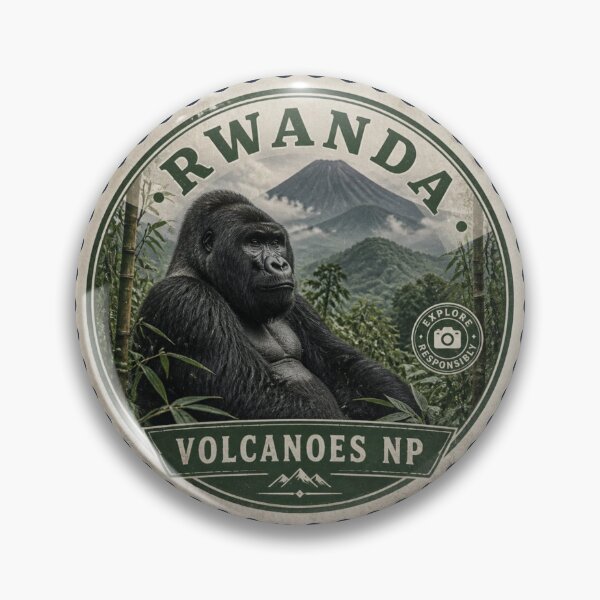 Item preview, Rwanda Volcanoes National Park Mountain Gorilla Travel Sticker designed and sold by The Digital Compass.