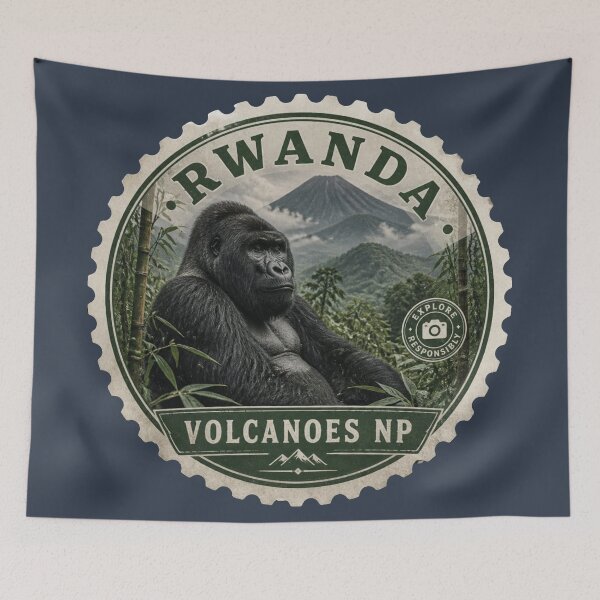 Item preview, Rwanda Volcanoes National Park Mountain Gorilla Travel Sticker designed and sold by The Digital Compass.
