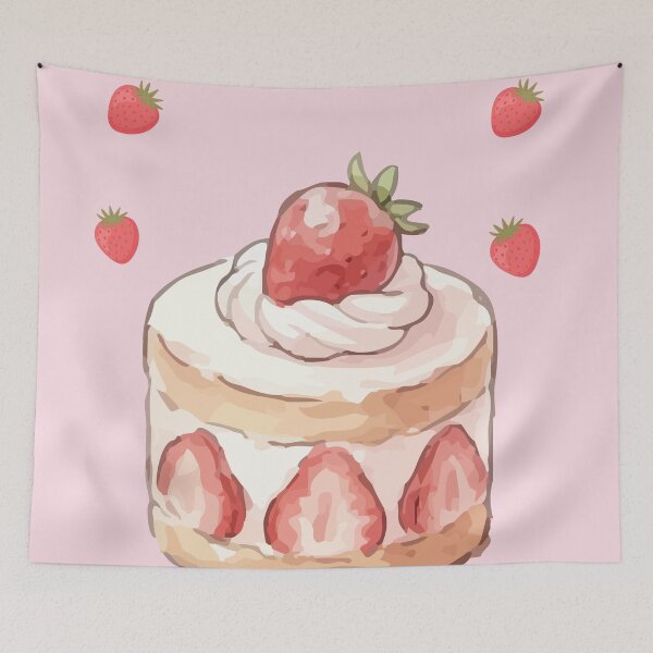 Item preview, Japanese Strawberry Shortcake Bakery Illustration designed and sold by Cozy Moss Studio.
