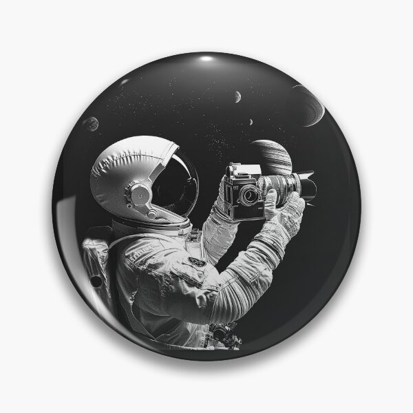 Item preview, Astronaut Photographer Capturing Planets Monochrome Space Art designed and sold by inkoutninja.