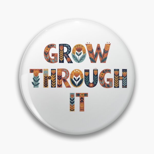 Item preview, Grow Through It – Scandinavian Folk Art Floral Lettering designed and sold by Dzblack.