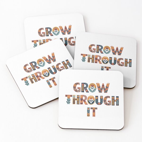Item preview, Grow Through It – Scandinavian Folk Art Floral Lettering designed and sold by Dzblack.