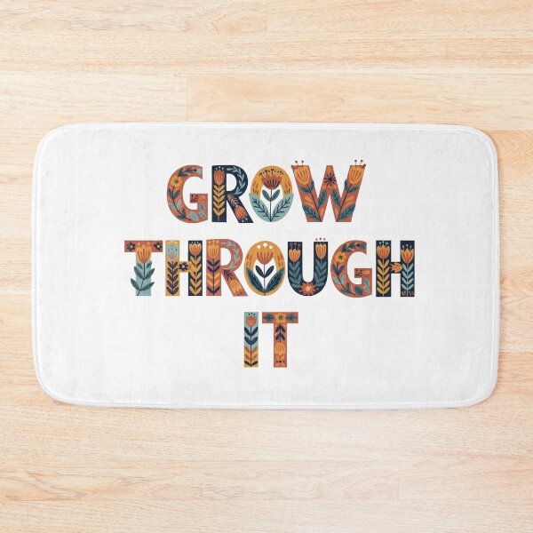 Item preview, Grow Through It – Scandinavian Folk Art Floral Lettering designed and sold by Dzblack.