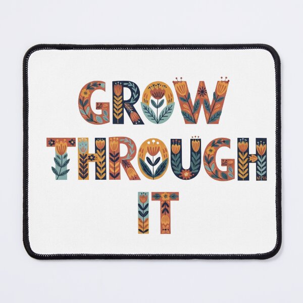 Item preview, Grow Through It – Scandinavian Folk Art Floral Lettering designed and sold by Dzblack.