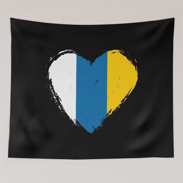 Item preview, Distressed Canary Islands Flag Heart IC designed and sold by shitpostee.