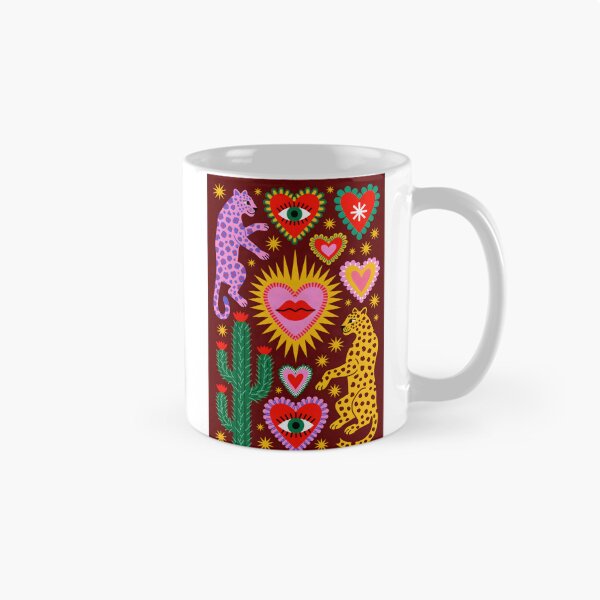 Item preview, Colorful Folk Art Leopards with Sacred Hearts, Cactus & Evil Eye designed and sold by KiraChie.