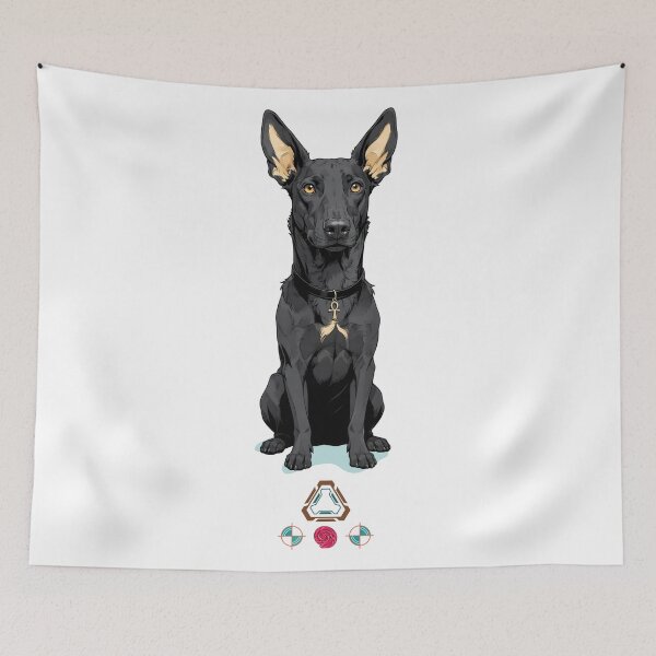 Item preview, Noble Black Dog with Ankh Symbol Collar - Egyptian Hound Art designed and sold by Whimsy Trail Co.