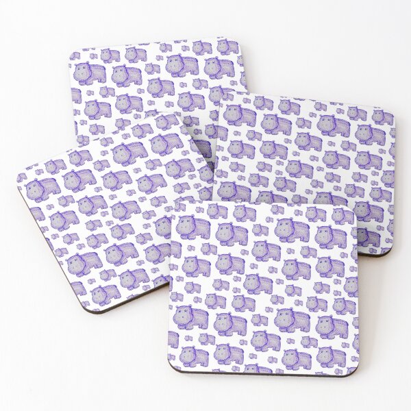 Item preview, Hippo Repeat Pattern - Seamless Safari Nursery Print - Cute Baby Animal Fabric Design designed and sold by Marina Khromova.