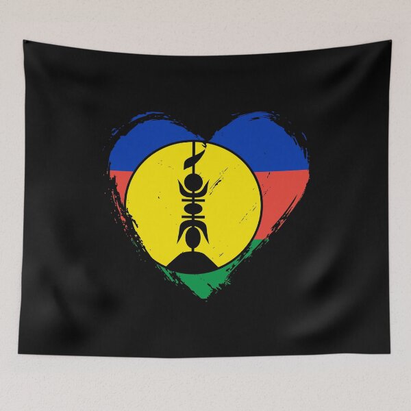 Item preview, Distressed New Caledonia Flag Heart NC designed and sold by shitpostee.