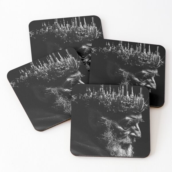 Item preview, Urban Mind Elderly Man and City Skyline Double Exposure designed and sold by inkoutninja.