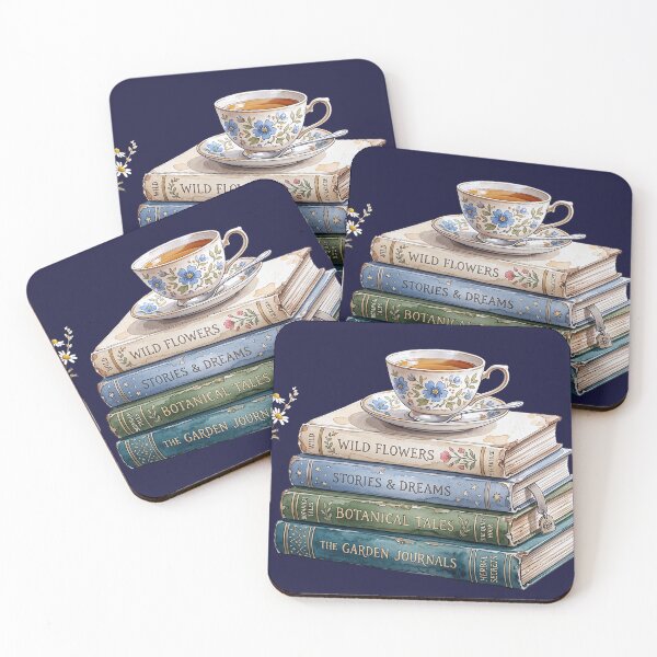 Item preview, Vintage Book Stack and Teacup Illustration designed and sold by kchechare09art.